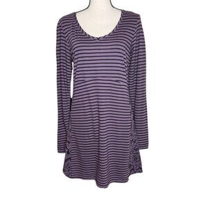 NEW Cut Loose Dress Purple Floral & Striped T Shirt Size S Casual, Comfy